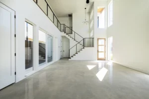 Residential Cream Polished Concrete Floor Trinity Groves Neighborhood Dallas Texas