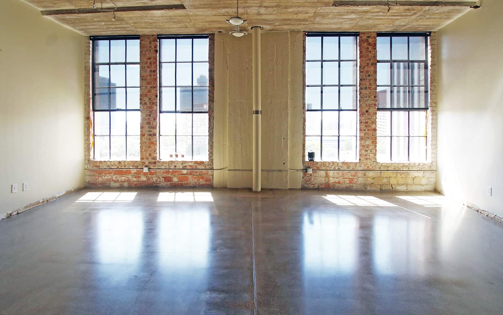 Loft apartment polished concrete floor