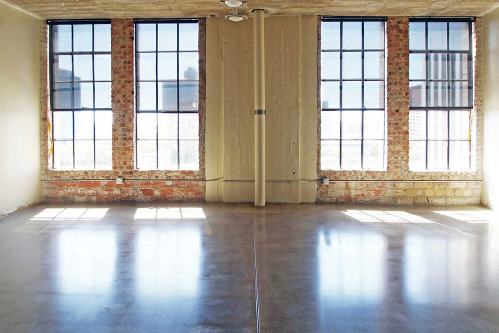 Loft apartment polished concrete floor Loft apartment polished concrete floor